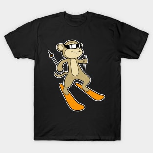 Monkey as Skier with Ski T-Shirt